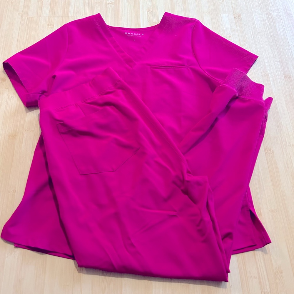 Mandala Raspberry Pink Jogger Scrubs